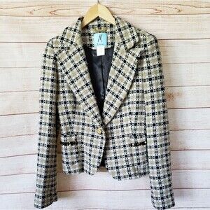 Marciano Wool Blend Lined Woven Jacket Metallic Thread Checkered Size Medium